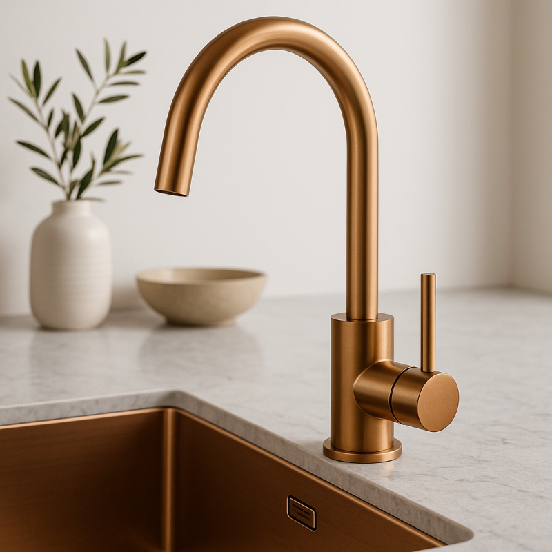 Quadri York kitchen mixer tap PVD brushed copper with swivel spout 1208955906